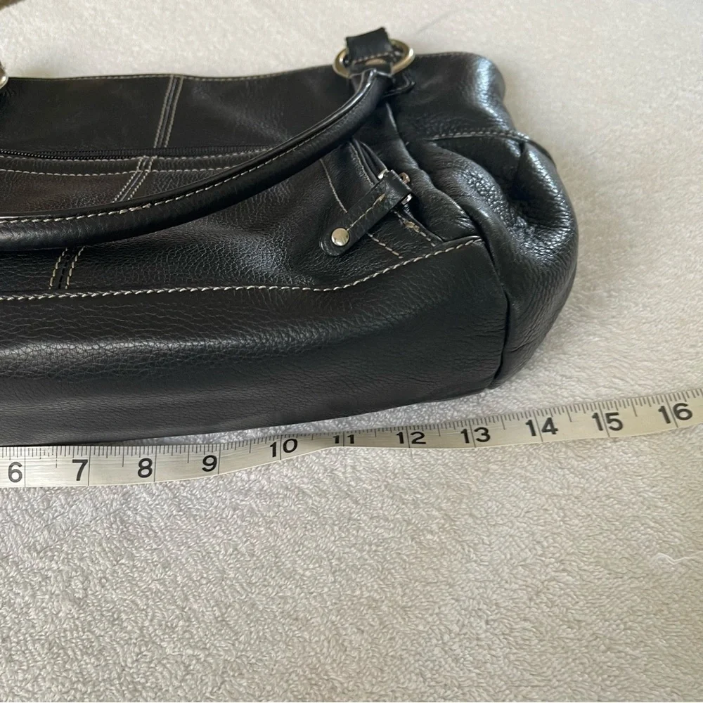 TIGNANELLO Black Pebbled Supple Leather Handbag Purse.